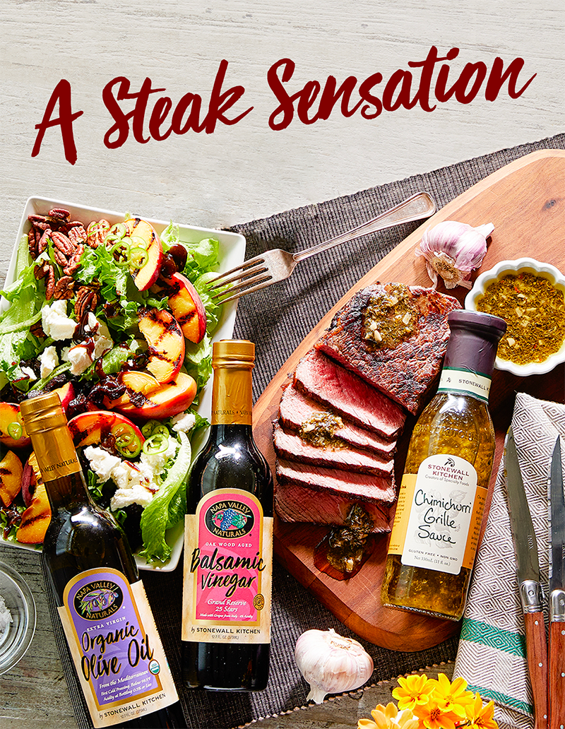 Grilled Peach Salad and Chimichurri Steak