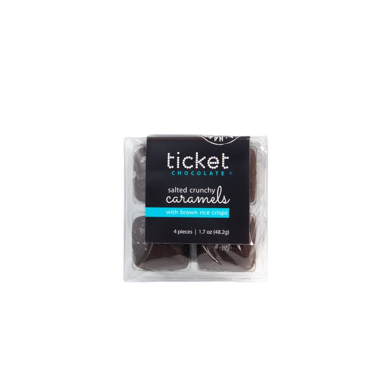 Ticket Chocolate - 4-Piece Salted Chocolate-Covered Crunchy Caramels (with brown rice crisps)