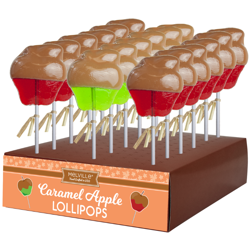 Melville - Lollipops - Caramel-Dipped Apple - Red & Green - Display