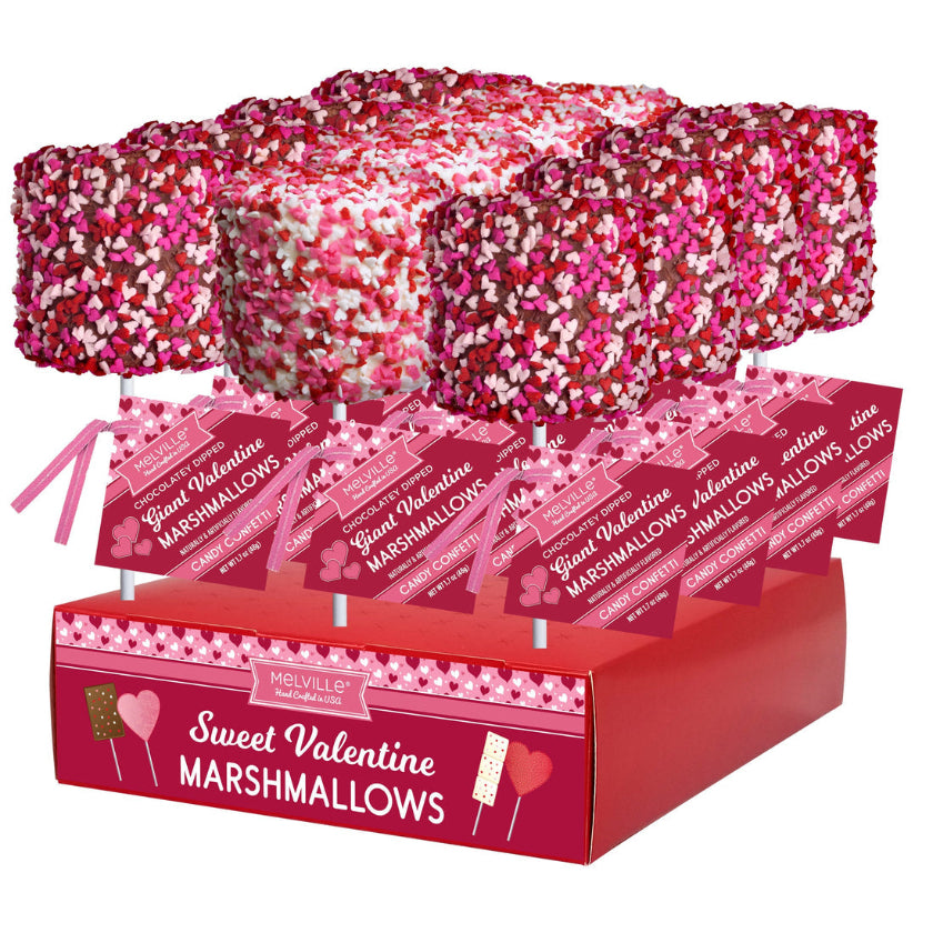 Melville - Giant Marshmallow Pops - Valentine's Confetti Chocolatey-Dipped - Display