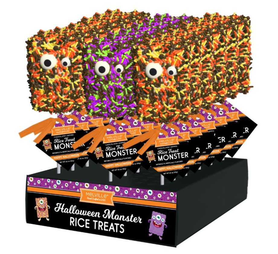 Melville - Rice Treat Pops - Halloween Monster Sprinkle - Assorted - Display
