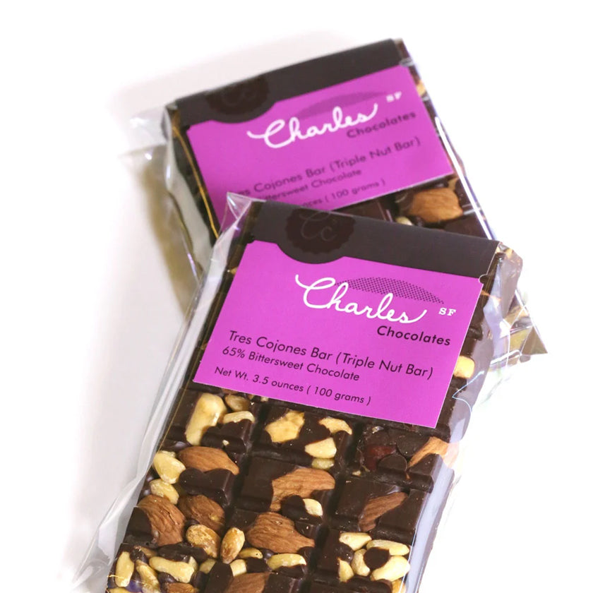 Charles Chocolates - Premium Chocolate Bar - Tres Cojones (Triple Nut) 3.5oz