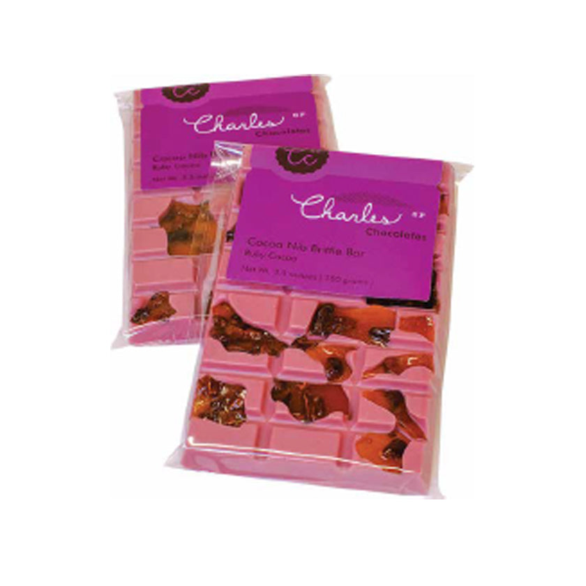 Charles Chocolates - Ruby Cacao Bar - Cocoa Nib Brittle 3.5oz