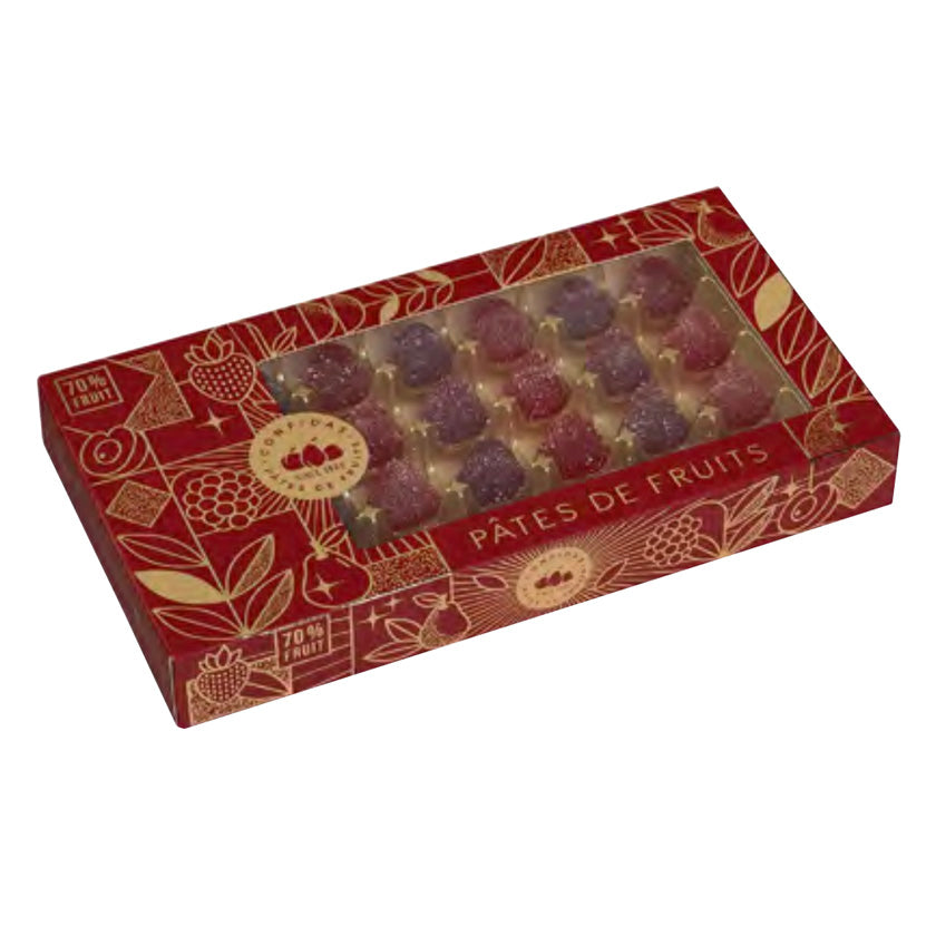Confidas Pâtes de Fruits - Red Hearts 70% Pure Fruit - 28 pieces gift-box (Seasonal: Nov to Feb) - 12.35 oz