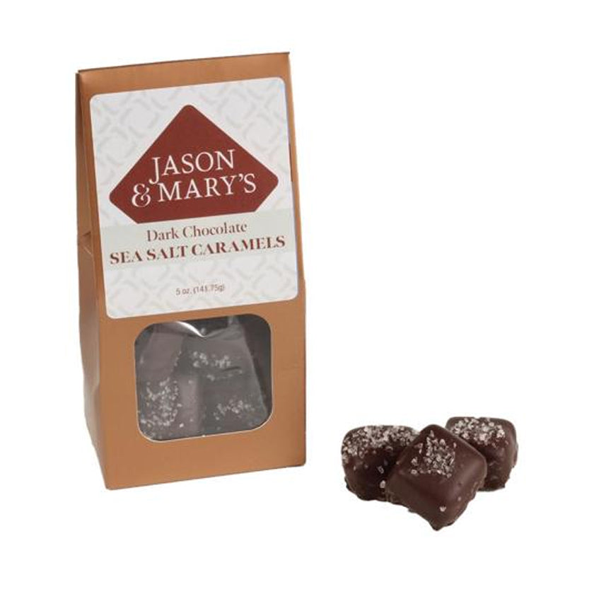 Jason & Mary's - GABLE BOXES - sea salt caramels in dark chocolate - 5oz