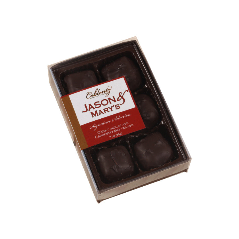Jason & Mary's - Petite Gift Boxes - Dark Chocolate espresso meltaways - 3oz