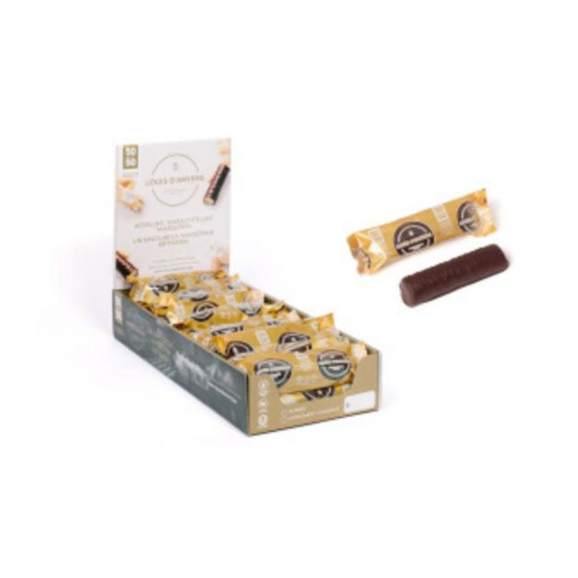 Louis D'Anvers - Dark Chocolate enrobed Pure Marzipan flow-packed loaf 1.41oz (50% Almonds)