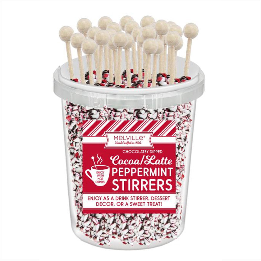Melville - Drink Stirrers - Peppermint Stirrers - Dark Chocolatey-Coated - Bucket