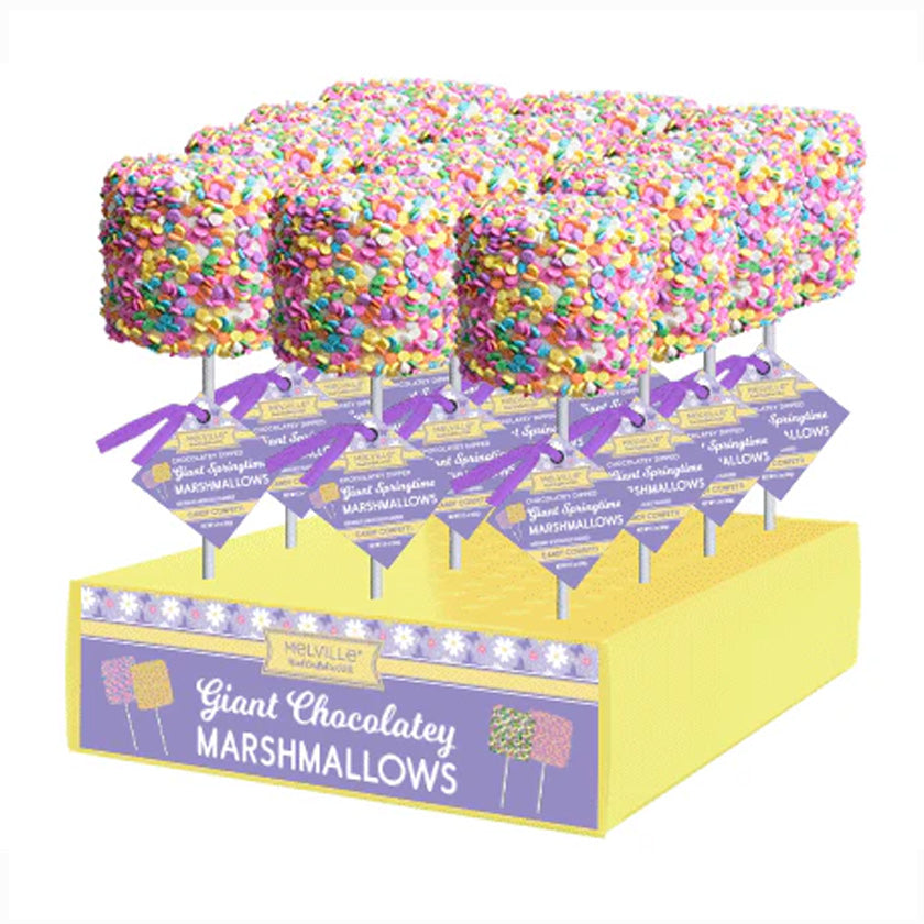 Melville - Giant Marshmallow Pops - Spring Confetti White Chocolatey-Dipped - Display