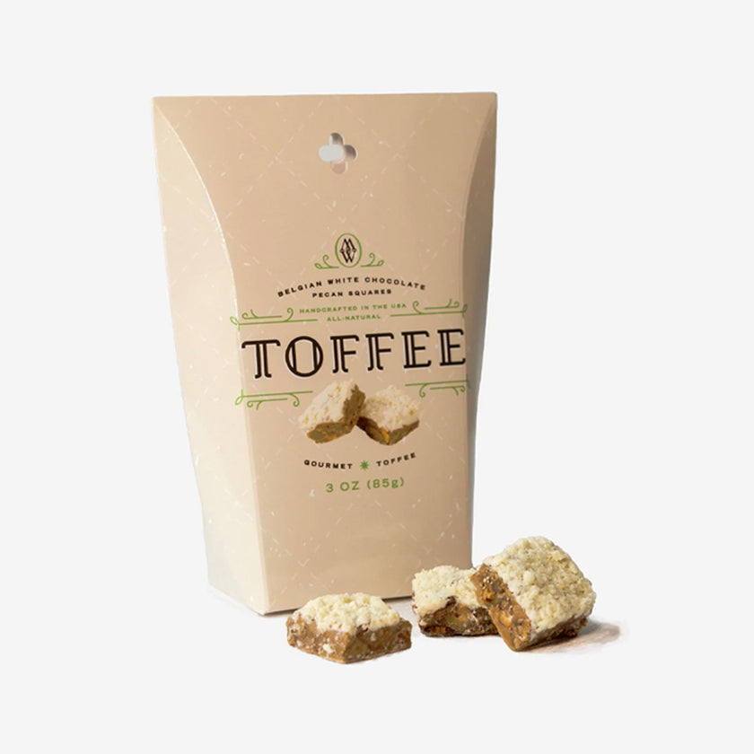 Mrs. Weinstein's Toffee - Belgian White Chocolate Pecan Toffee Squares 3oz