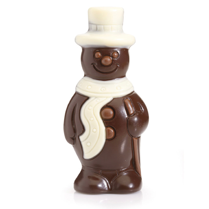 Nirvana Chocolates - Snowman - milk chocolate hollow figurine w/ accents in cello bag w/ ribbon (5" Tall) - 2.12 oz
