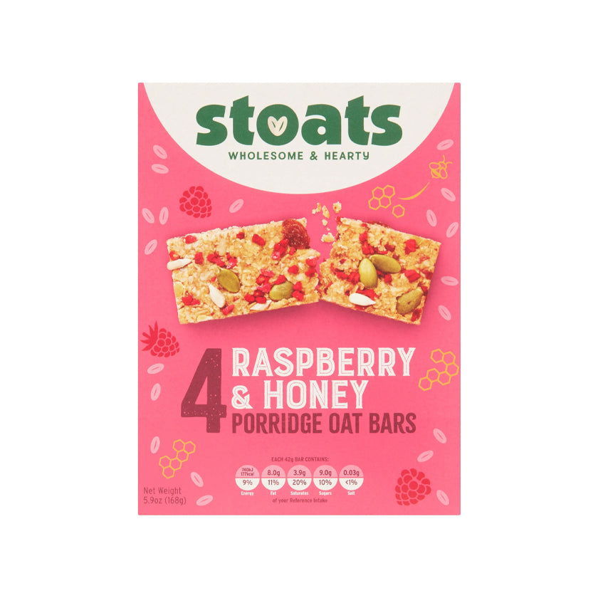 Stoats - Porridge Oat Bar - Raspberry & Honey 168g