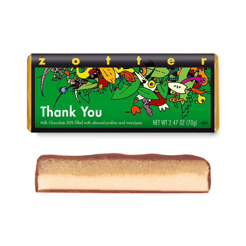 Zotter - Filled Chocolate - Thank You (Almonds + Marzipan)