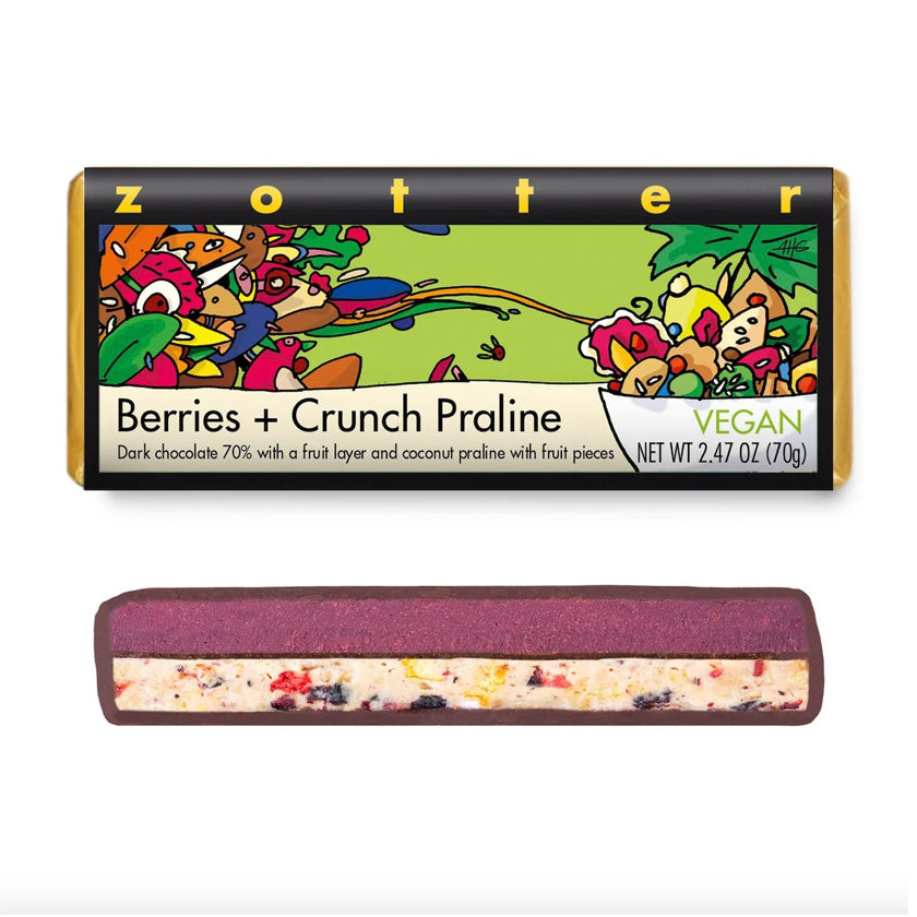 Zotter - Hand Scooped Chocolate - Berries + Crunch Praline