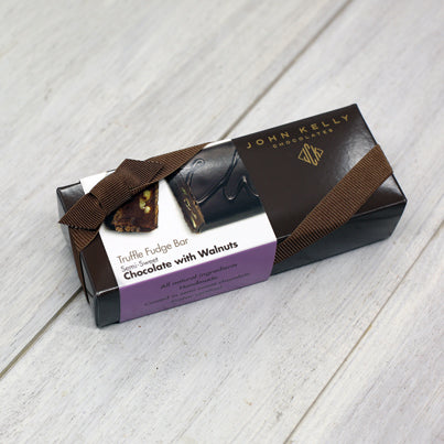 John Kelly Chocolates Truffle Fudge 8oz Bar - Semi-Sweet Chocolate with Walnuts