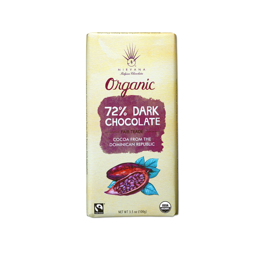 Nirvana Chocolates Fair Trade Bars - 72% Dark Chocolate