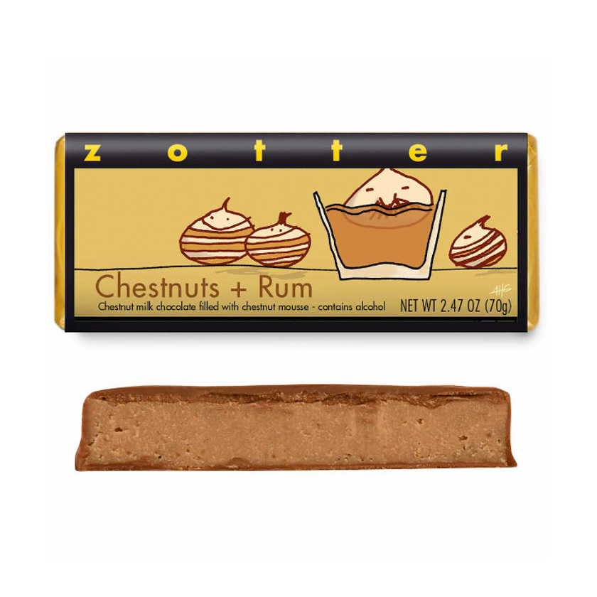 Zotter Filled Chocolate - Chestnuts + Rum