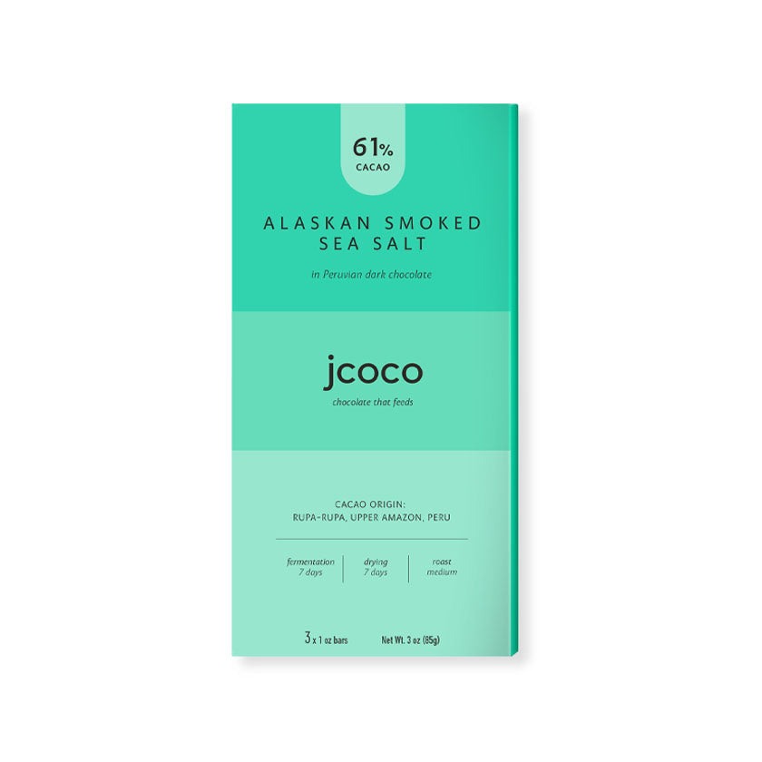 jcoco - Alaskan Smoked Sea Salt 61% Dark Chocolate Bar 3oz