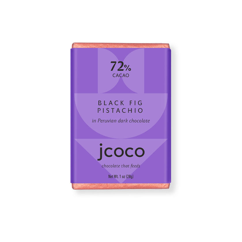 jcoco - Black Fig Pistachio 72% Dark Chocolate Bar 1 oz