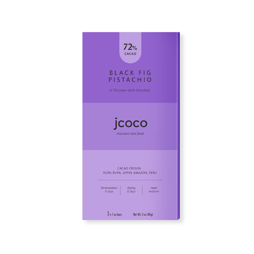 jcoco - Black Fig Pistachio 72% Dark Chocolate Bar 3oz