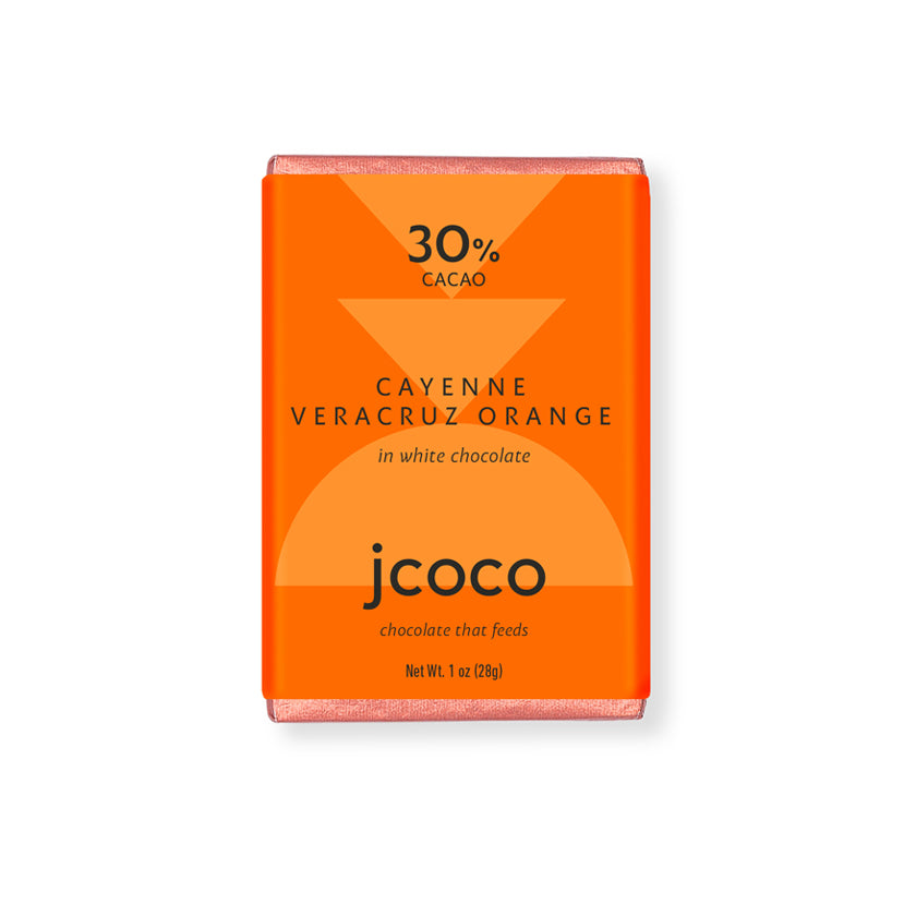 jcoco - Cayenne Veracruz Orange 30% White Chocolate Bar 1 oz