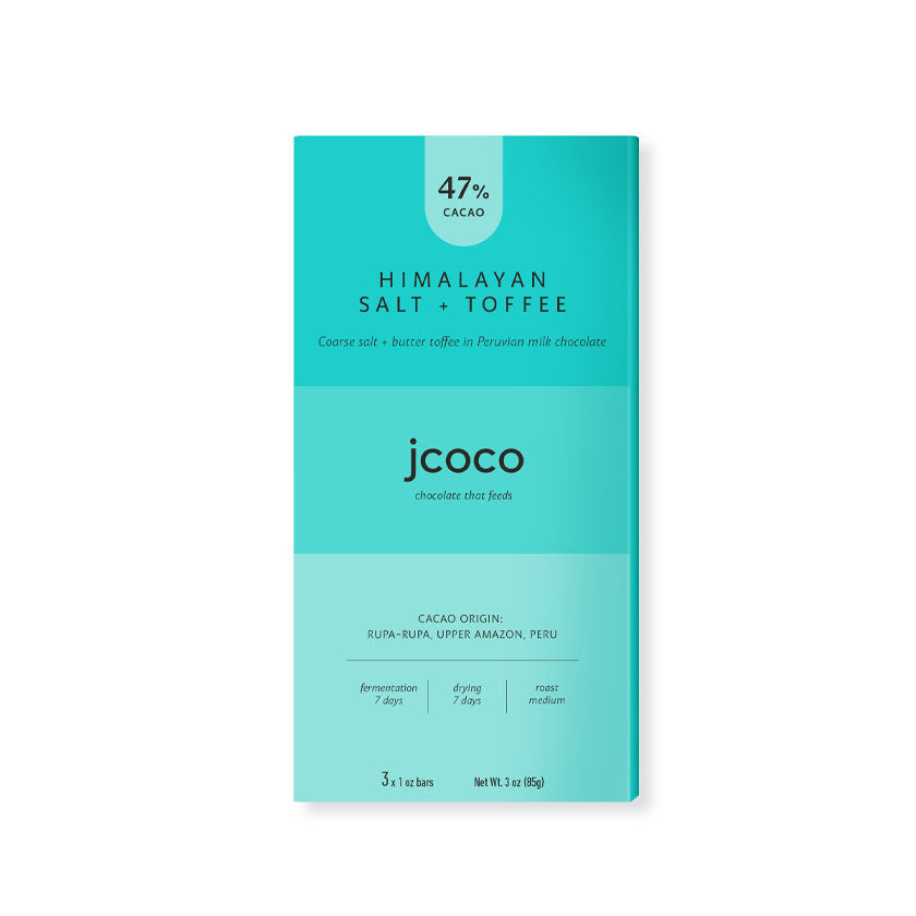 jcoco - Himalayan Sea Salt Toffee 47% Milk Chocolate Bar 3oz