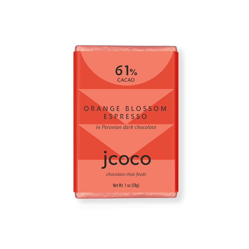 jcoco - Orange Blossom Espresso 61% Dark Chocolate Bar 1 oz