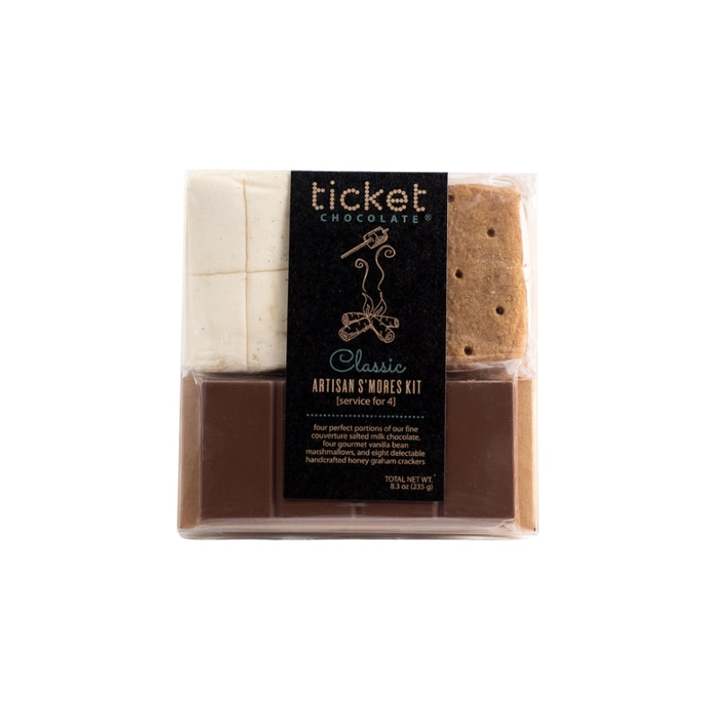 Ticket Chocolate - Classic - Salted Milk Chocolate Bar, Vanilla Bean Marshmallows, Honey Grahams