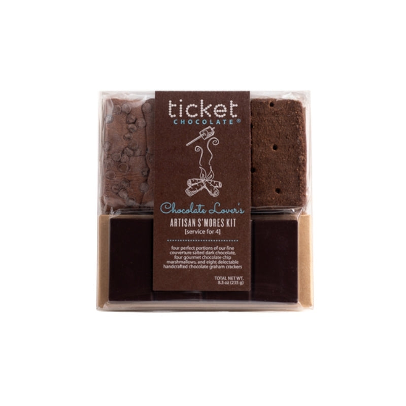 Ticket Chocolate - Chocolate Lover's - Salted Dark Chocolate Bar, Chocolate Chip Marshmallows, Chocolate Grahams