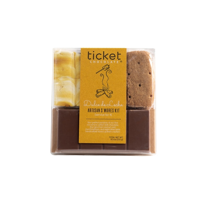 Ticket Chocolate - Dulce de Leche - Salted Milk Chocolate Bar, Caramel Swirl Marshmallows, Honey Grahams