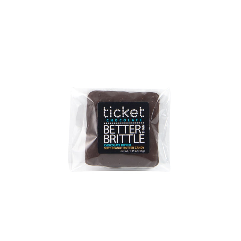 Ticket Chocolate - Chocolate-Dipped Soft Peanut Butter Brittle: 2x2 Square - single