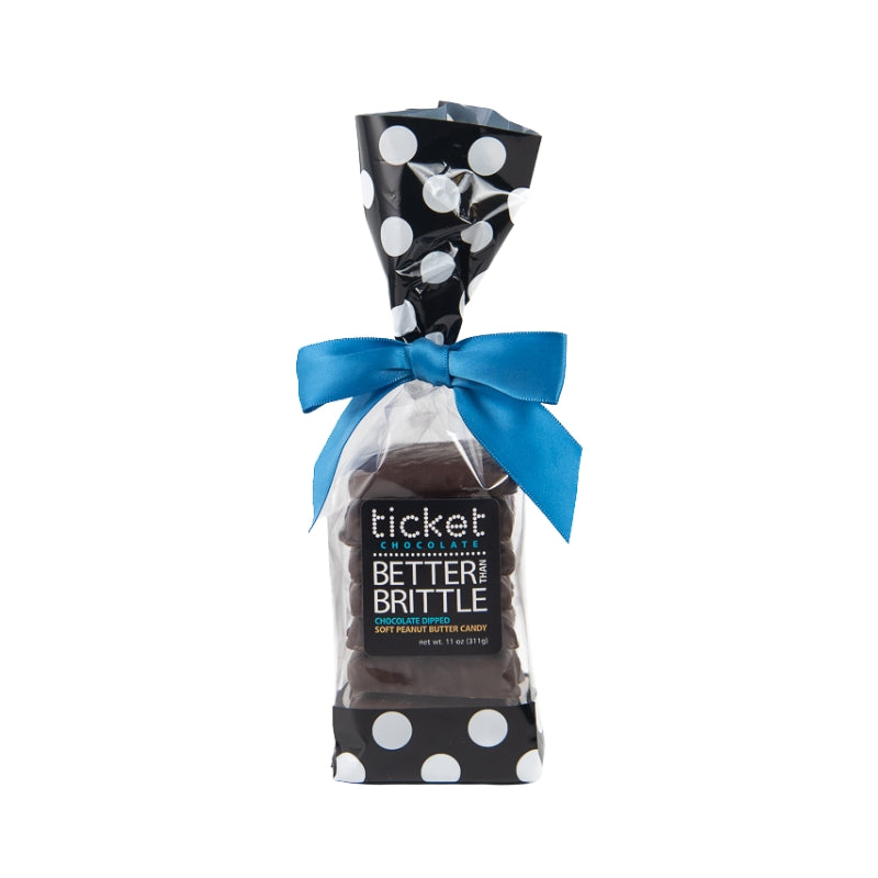 Ticket Chocolate - Chocolate-Dipped Soft Peanut Butter Brittle: 2x2 Squares