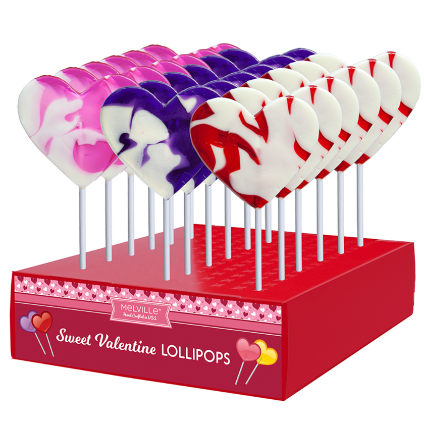 Melville - Lollipops - Cream Swirl Heart - Assorted - Display