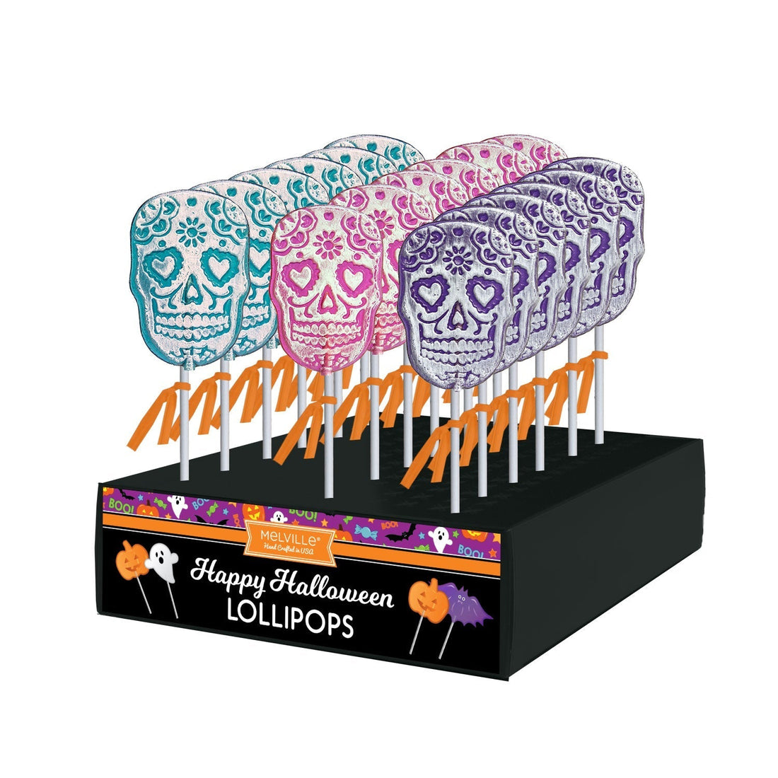 Melville - Lollipops - Frosted Sugar Skull - Assorted - Display