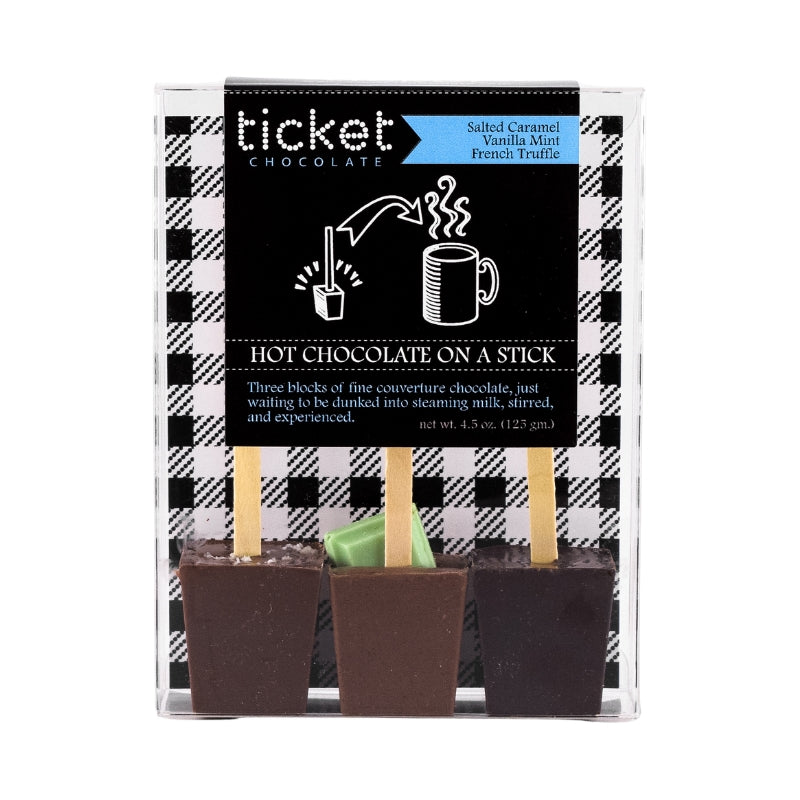 Ticket Chocolate - Variety 3-Pack - French Truffle (dark), Salted Caramel (milk), Vanilla Mint (milk)