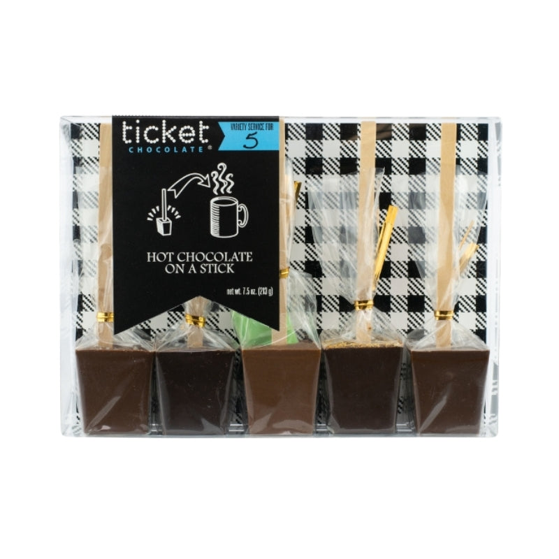 Ticket Chocolate - Variety 5-Pack: Belgian Milk (milk), French Truffle (dark), Peanut Butter Cup (dark), Salted Caramel (milk), Vanilla Mint (milk)
