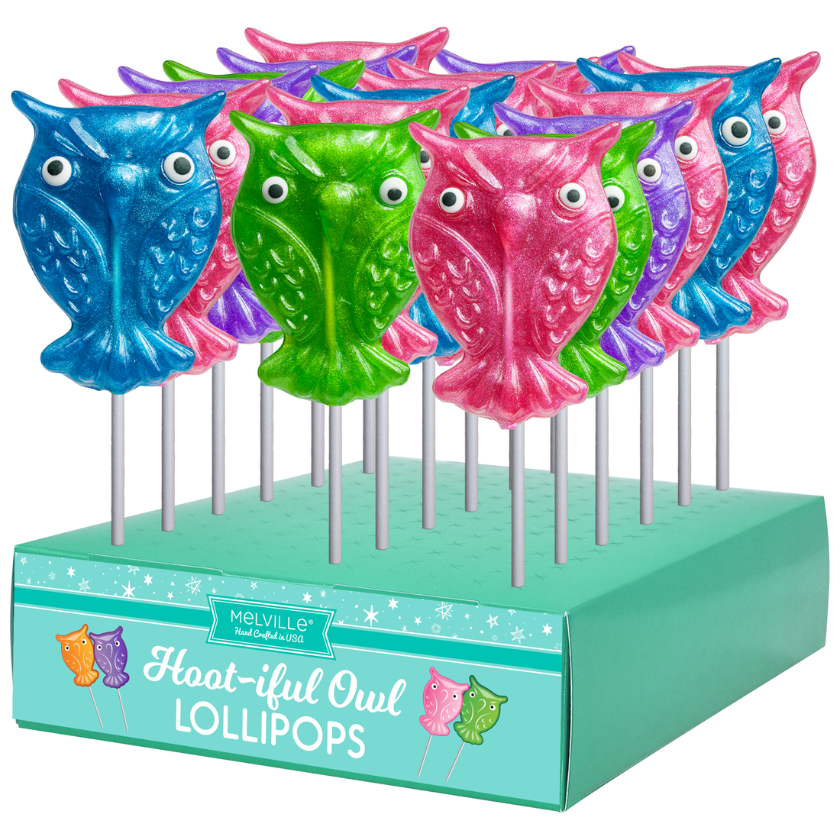 Melville - Lollipops - Glitter Owl - Assorted - Display