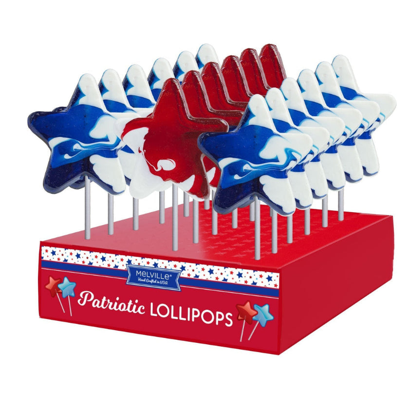Melville - Lollipops - Patriotic Swirl Star - Assorted - Display