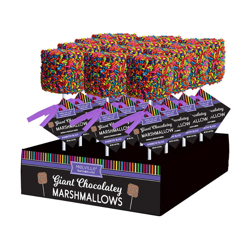 Melville - Giant Marshmallow Pops - Rainbow Sprinkle - Display