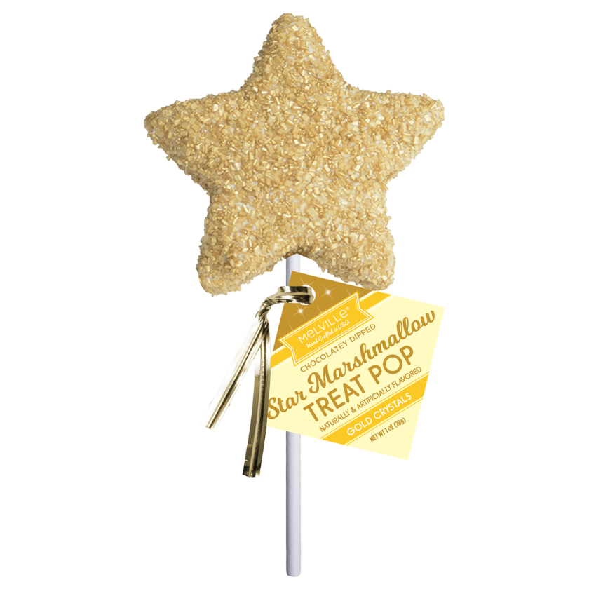 Melville - Giant Marshmallow Pops - Gold Crystal Star - Bulk