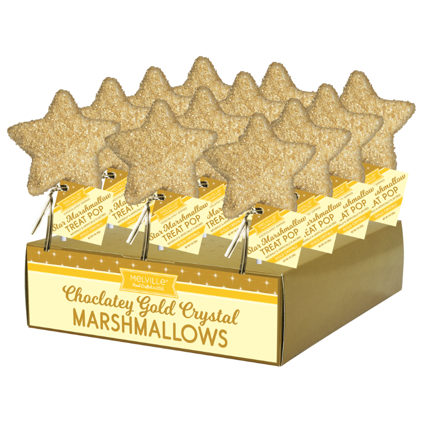 Melville - Giant Marshmallow Pops - Gold Crystal Star - Display