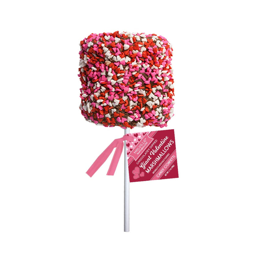 Melville - Giant Marshmallow Pops - Valentine's Confetti Chocolatey-Dipped - Bulk