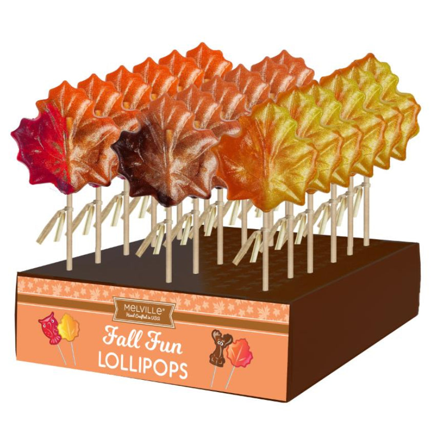 Melville - Lollipops - Glitter Swirl Maple Leaf - Assorted - Display