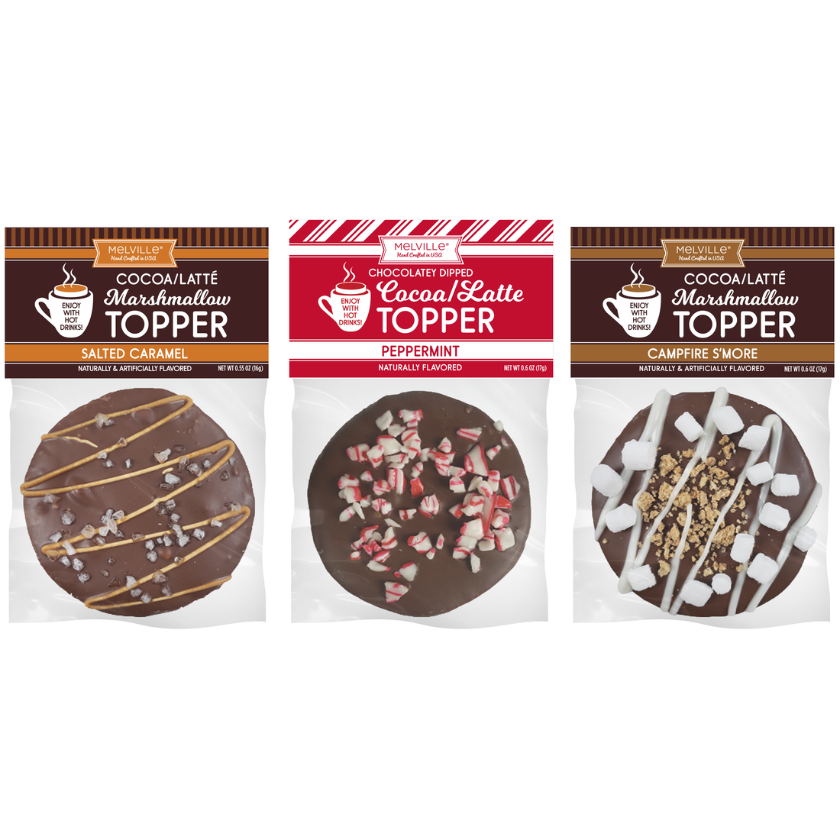 Melville - Cocoa Toppers - Winter Chocolatey Dipped Marshmallow - Assorted - Bulk