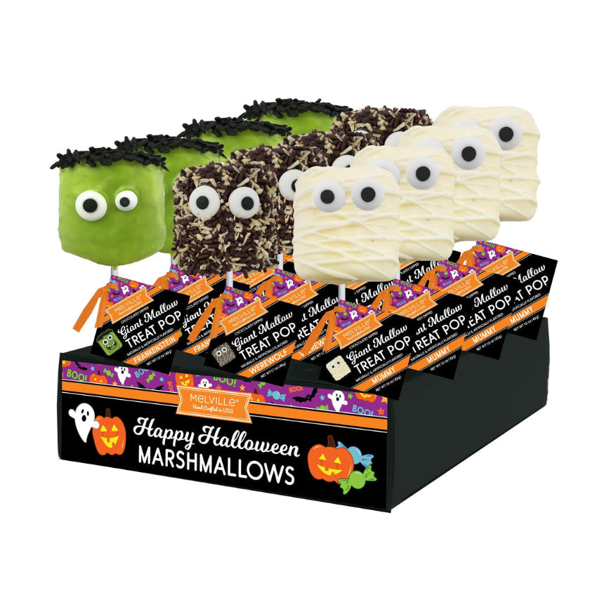 Melville - Giant Marshmallow Pops - Assorted Halloween Creatures - Bulk