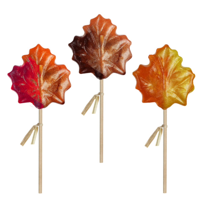 Melville - Lollipops - Glitter Swirl Maple Leaf - Assorted - Bulk
