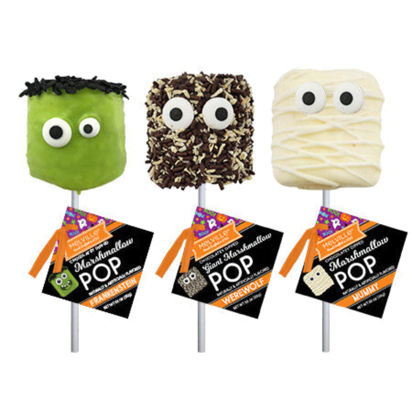 Melville - Giant Marshmallow Pops - Assorted Halloween Creatures - Bulk