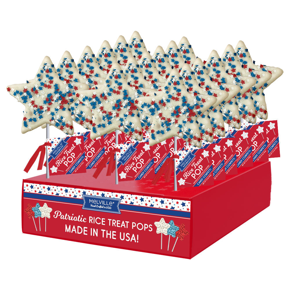 Melville - Rice Treat Pops - Patriotic Star Confetti - Display
