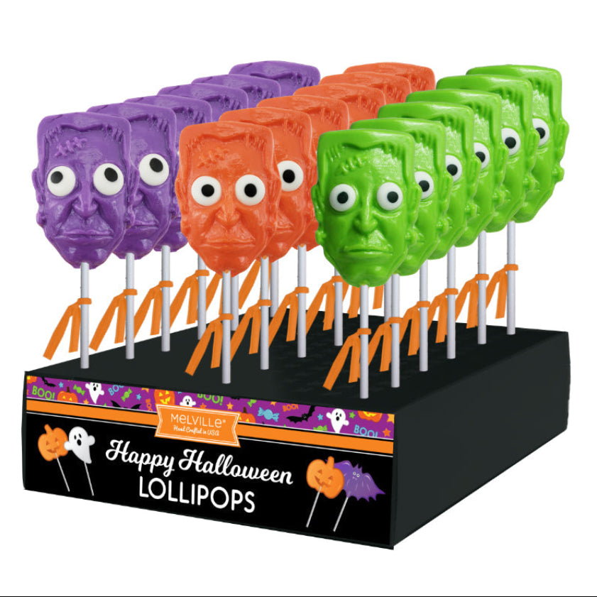 Melville - Lollipops - Frankenstein Monster Head - Assorted - Display