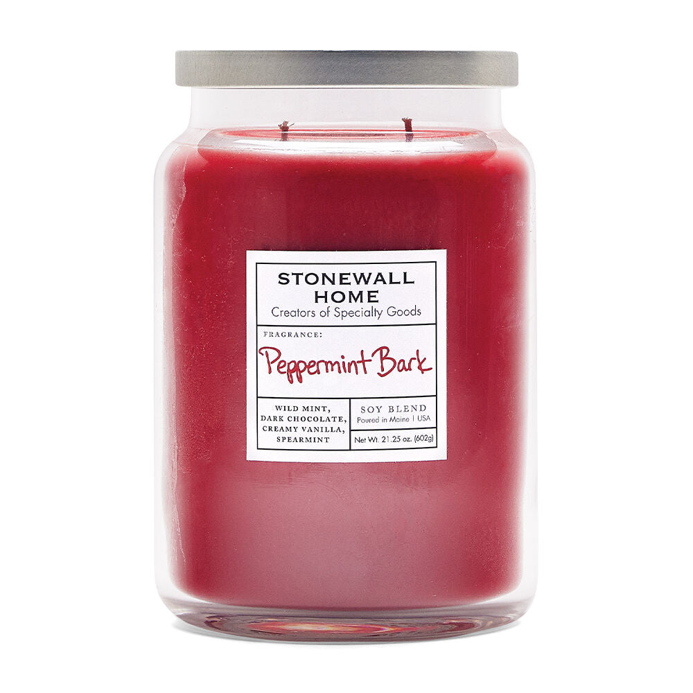 Stonewall Home - Peppermint Bark Candle, Large Apothecary